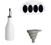Reduce Oxidation Ceramic Olive Oil Dispenser Bottle Empty Modern Design Opaque Oil Cruet with Label Stickers Funnel