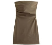BUNO-New Elegant Fashion Women, Mini Pleated Strapless Dress, Retro Sleeveless Backless Dress for Women