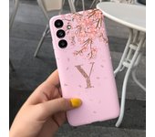 For Samsung Galaxy A14 Case Letters A To Z Pink Flowers Printing Back Case Phone Cover On Fundas Samsung A14 SM-A146B Soft Coque