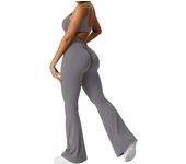 Women Gym Set Training Yoga Suit Sportswear Sports Jumpsuit Fiess Rompers Stretch Female High Waist Seamless Flare Pants