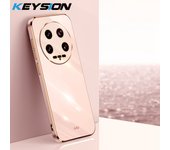 KEYSION Luxury Plating Case for Xiaomi 14 Ultra 5G 13 Pro 13 Lite TPU Silicone Square Shockproof Phone Cover for Redmi A3 A2 A1+