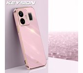 KEYSION Luxury Plating Case for Realme GT 3 240W GT Neo 5 TPU Silicone Square Shockproof Phone Cover for Realme GT Neo 3 3T 2 2T