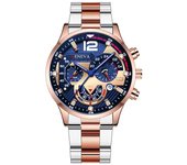 Reloj deportivo con calendario y correa de acero para hombre, reloj de cuarzo con puntero luminoso para hombre