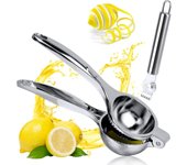 Exprimidor Limon Manual, Exprimidor para Cítricos, Acero Inoxidable Prensa de Cítricos para Hacer Zumo, Exprimidor Limon Naranjas Manual de 7cm de Diámetro para Cocina, Restaurante (Amarillo)