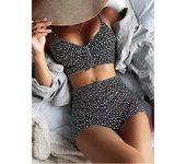 Bikini de cintura alta para mujer, bañador con Push-Up, traje de baño con estampado Floral, bóxer, ropa de baño 2025