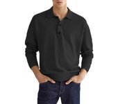 Chaqueta casual polo abotonada con cuello en V de manga larga para hombre de otoño e invierno