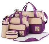 5 Pcs Multifunctional Set Changing  Maternity Mummy Handbag Bottle Holder Portable Nappy Basket Storage Organiser