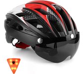 Adulto con Visera Magnético KINGLEAD Casco MTB Bici con Luz Trasera Casco Ciclismo Hombre Extraíble Forro Cascos Bicicleta Montaña Carretera Adultos Hombres y Mujeres Ajustable