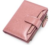 Billetero pequeño para mujer, Tarjeta con protección RFID, Billetero de piel, Regalo para mujer, Billetero de piel auténtica, Color sólido, Elegante