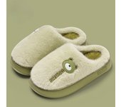 Interior fondo grueso cálido fondo suave antideslizante lindo oso pelo zapatillas