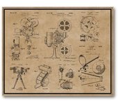 Old Patent Print Vintage Poster , Movie Reel Film Strip Camera Blueprint Art Canvas Painting Pictures Cinema Decor