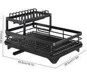 Dish Drying Rack Adjustable Kitchen Plates Organizer with Drainboard Over Sink Countertop Cutlery Storage Holde