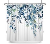 Green Plant Leaf Vines Flowers Shower Print Modern Nordic Minimalist Polyster Home Decor Bathroom Curtain with Hooks