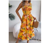 Vestido Tirantes Mujer 2025, Estampado Floral Tropical con Lazo Ajustable – Gasas Transpirables para Playa o Fiestas Nocturnas