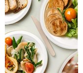 Vajilla Desechable de 400 pcs para 50 personas, Platos desechables de Caña de Azúcar y Cubiertos desechables de Madera, vasos desechables Kraft Para Cumpleaños infantil, fiestas y barbacoas