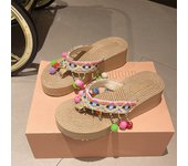 2025 women's platform sandals thick so synthetic leather beach flip flops