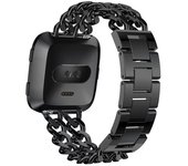 Suitable for Fitbit Versa Lite/Versa2 double row denim solid zinc alloy stainless steel chain strap