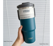 Tyeso-termo de 600/750/900/1050/1200ML, termo de vacío de acero inoxidable con pajita, taza de café para coche, taza térmica para deportes al aire libre