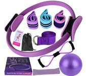 Yoga Resistance Yoga Fitness 11pcs Webbing Latex Silk Butt Ring Latex Elastic Ring Yoga Ball Stretching Belt Pilates Set Gym