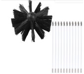 Cepillo giratorio para chimeneas, cepillo flexible de mango largo para chimeneas, herramienta de limpieza de chimeneas para paredes y techos interiores, 100 mm