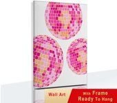 Pink Disco Ball Dance Floor Party Fashion Poster with Frame Retro Wall Art Picture Canvas Painting for Club Bar Room Home Decor