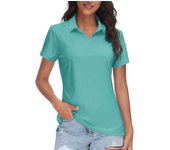 Women's V-Neck Polo Shirts Sun Protection Quick Dry Golf Polos Collared Shirt