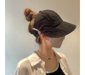 Sombrero plegable de ala ancha con cola de caballo para el sol, gorra ajustable, visera de secado rápido para verano, gorra de pescador para mujer, sombrero de playa