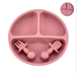 4 unids/set plato de comedor de silicona seguro para bebé, platos sólidos de dibujos animados para niños, juego de vajilla para bebé con cara sonriente, plato Retro para niños