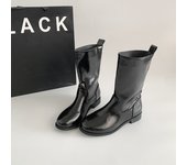 Botas De Tacón Plano De Tubo Medio De Moda Para Mujer, Nuevas Botas De Moto Recreativas