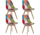EGOONM 4Pcs/Set Dining Chairs Modern Leisure Bar Chair with Solid Wood Legs Office Chair Home Furnitures Patchwork Chairs