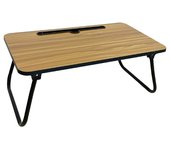 Mesa Laptop Plegable de Madera Natural para Ordenador Portátil en Sofá o Cama. Bandeja Auxiliar Multiusos para Desayuno, Leer o Trabajar 52,5X30X21,5 cm.