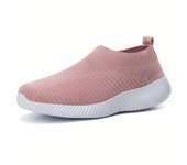 Zapatos planos de punto para mujer, zapatillas informales transpirables, cómodas, sin cordones, para caminar