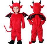 Kids Halloween Devil Cosplay Costume Hooded Jumpsuit Party Fancy Dress