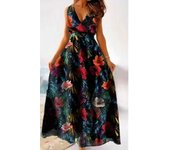 Moda Europea Y Americana Vestido De Verano Nuevo Estilo Impreso Sin Espalda Atado Vestido De Vacaciones