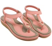 Women's Fashion Elastic Ankle Strap Flat Sandals Open Toe Round Toe Flip Flop Sandals Women's Beachwear Shoes