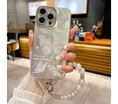 iPhone 15/14/13/12 Pro Max Cute Phone Case with Bracelet Butterfly Pattern Lens Protection Design 15Pro/14Pro/13Pro