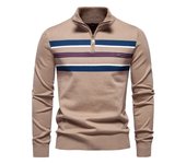 Autumn and Winter Men's Sweater Half Zip Knitted Sweater Casual Striped Men's Tops