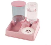 Household Automatic Pet Feeder and Waterer Anti-tip 2 in 1 Pet Water Dispenser Plastic Visible Pet Food Container Dog