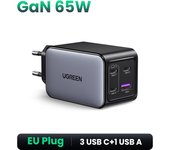 UGREEN Nexode 65W Charger 3 USB C and 1A Power Adapter GaNInfinity Type C Compatible with iPhone 16 15 14 13 12, Galaxy S24 Ultra Plus Pixel iPad MacBook M3 M2 M1