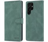 Scratch-resistant PU Leather Wallet Stand Phone Case Cover for Samsung Galaxy S22 Ultra 5G - Black