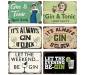 GIN Metal Vintage Tin Sign Retro Alcohol Plaque Wall Art Posters for Kitchen Bar Pub Man Cave Club Home Decor