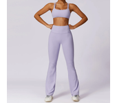 Workout Fitness Sets Womens Tracksuit 2 Piece Yoga Outfits High Waist Flare Yoga Pants and Racerback Sports Bra Gym Wear Clothes