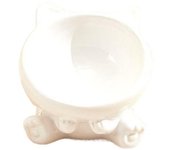 Supplies Ceramic Cat Cute Slanted Mouth High Foot Bowl Non-Slip Multi-Use Pet Drinking Feeder Neck Protection