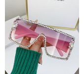 Nuevas gafas de sol de montura grande con incrustaciones de diamantes gafas a prueba de rayos UV para mujer gafas de sol finas de verano de cara grande de cara redonda