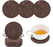 Set Of 10 Dark Cork Coasters Absorbent Coasters For Drinks With Holder Cork Coaster Drink Coaster Cup Mats For Tabletop Protection Office Kitchen Tabl