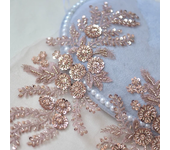2PCS/1Pair 15*37cm 3D Beaded Sequins Decals Mirror Flower Lace Evening Dress Front Chest Decoration Accessories RS4128