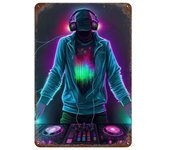 Neon Dj Vintage Metal Posters Pop Retro Tin Sign Headphones Music Art Decor Personality Bar Wall Poster