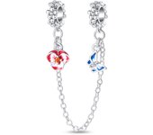 Sterling Silver 925 Dog Foot Pattern And Bone Safety Chain Fit 3mm Original Charm Bracelet Women Silver Pendant Bead Jewelry