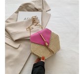 Hexagon Mulit Style Straw+leather Handbag Women Summer Rattan Bag Handmade Woven Beach Circle Bohemia Shoulder Bag