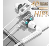 4D Dual Drive Hifi Heavy Bass Music Wired Earphones 3.5MM AUX Stereo In-Ear With Mic Earbuds Sports Running Gaming Headsets